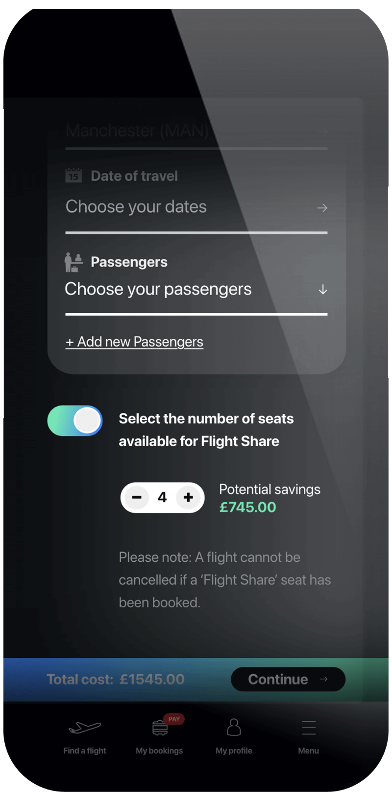 Phone screen showing passenger allocation